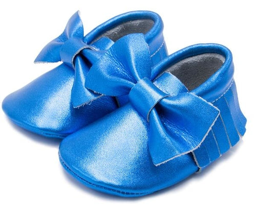 Baby First-Walker Slip-On Shoes – Fringe & Bow Styles