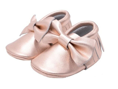 Baby First-Walker Slip-On Shoes – Fringe & Bow Styles