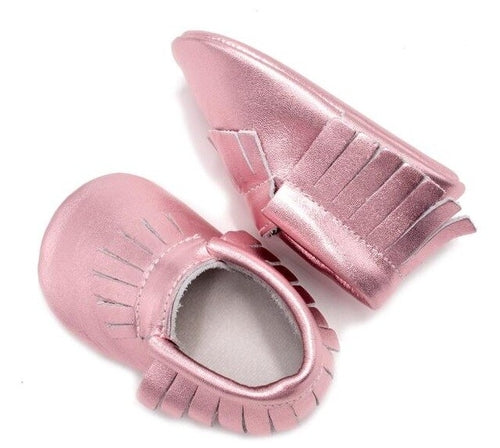 Baby First-Walker Slip-On Shoes – Fringe & Bow Styles