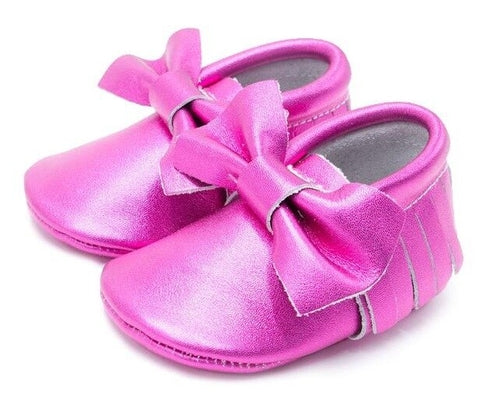 Baby First-Walker Slip-On Shoes – Fringe & Bow Styles