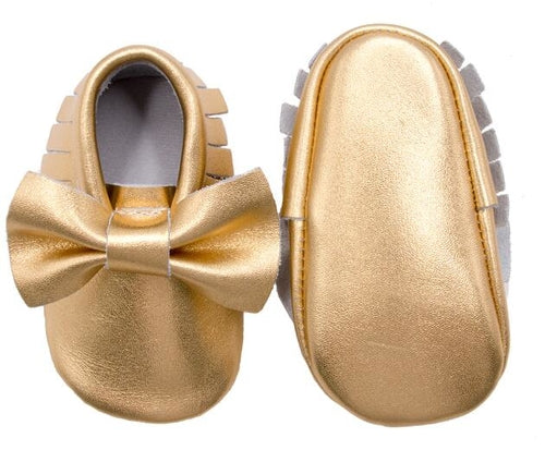 Baby First-Walker Slip-On Shoes – Fringe & Bow Styles