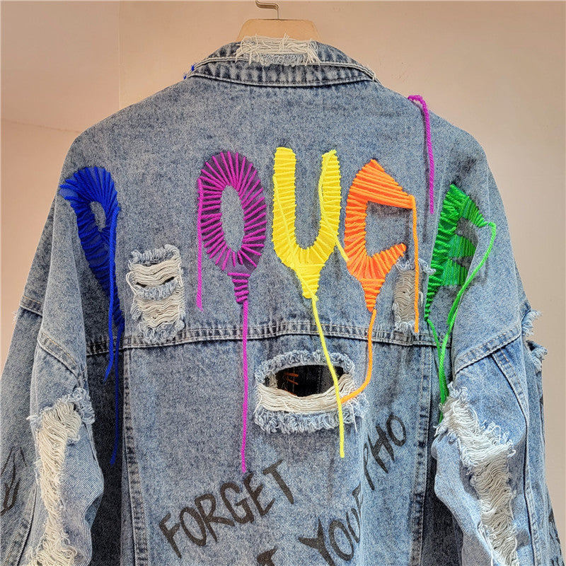 Women’s Cropped Distressed Denim Jacket