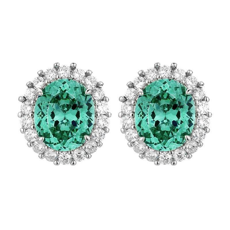 Para Green Cubic Zirconia Halo Jewelry