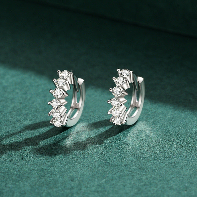 925 Sterling Silver Crystal Hoop Earrings