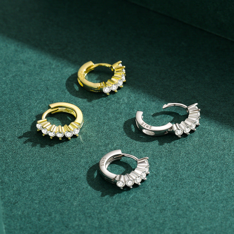 925 Sterling Silver Crystal Hoop Earrings