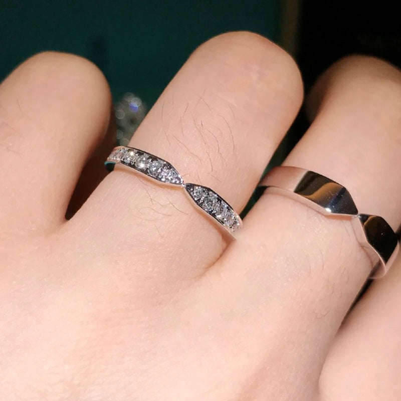 Heart Moissanite Couple Rings – 925 Silver, 18K Plated