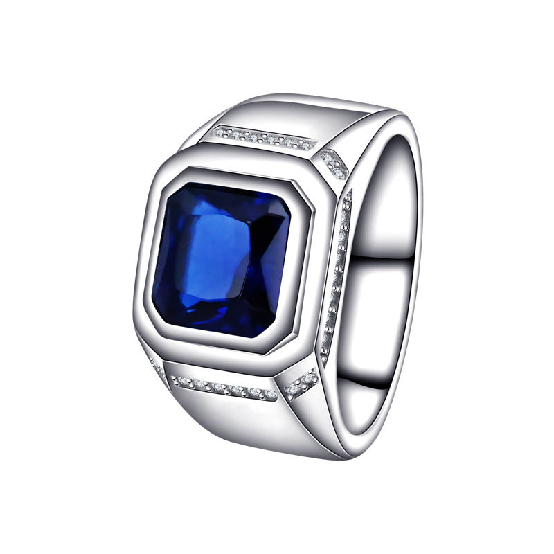 925 Sterling Silver Blue Gemstone Ring