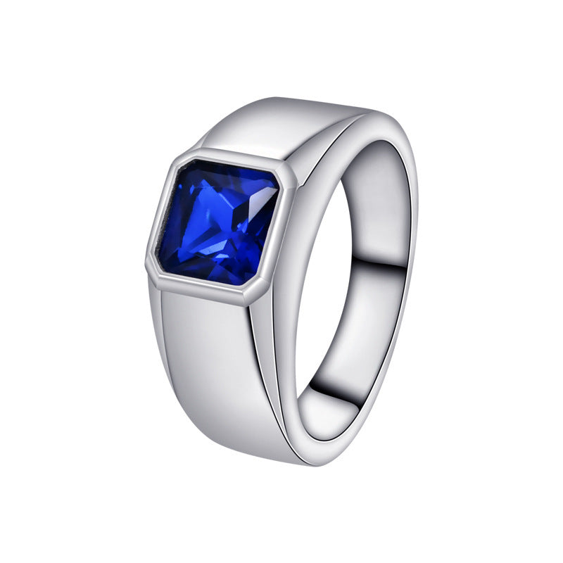 925 Sterling Silver Blue Gemstone Ring