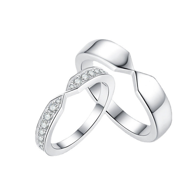 Heart Moissanite Couple Rings – 925 Silver, 18K Plated