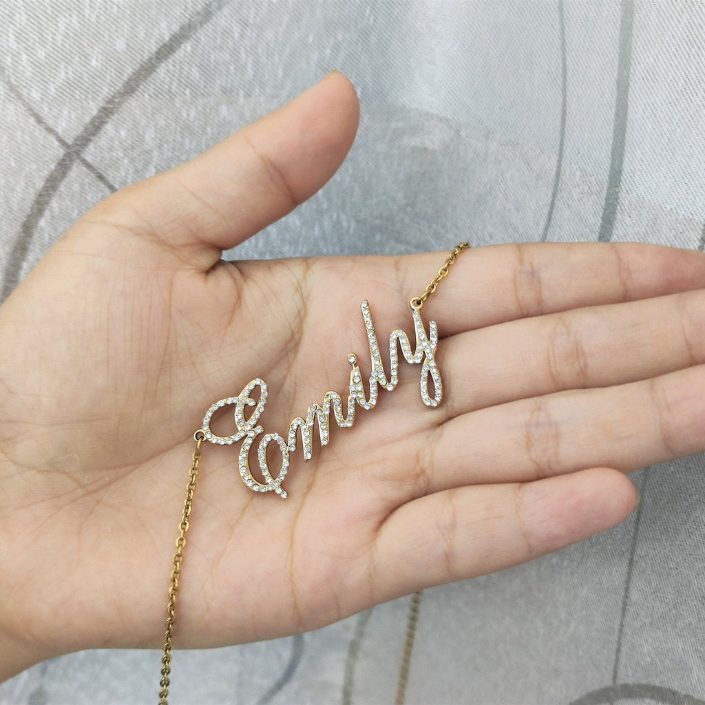 Custom Sparkling Name Necklace – Gold, Silver or Rose Gold