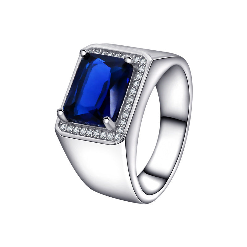925 Sterling Silver Blue Gemstone Ring