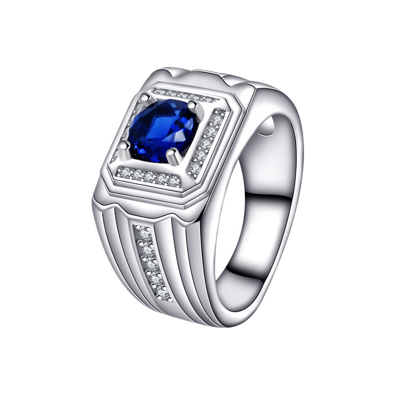 925 Sterling Silver Blue Gemstone Ring