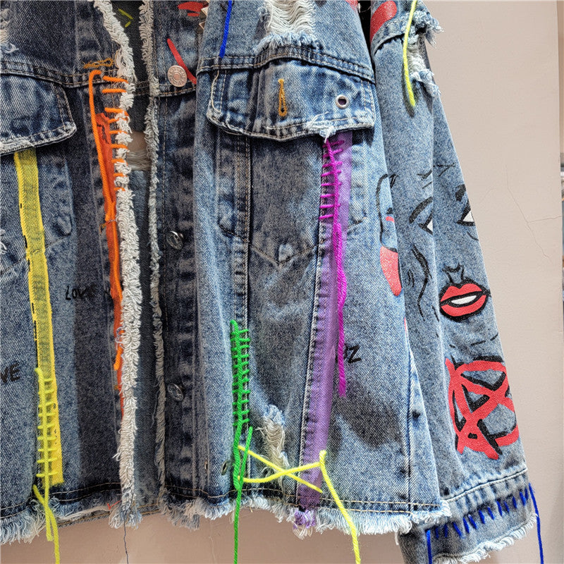 Women’s Cropped Distressed Denim Jacket