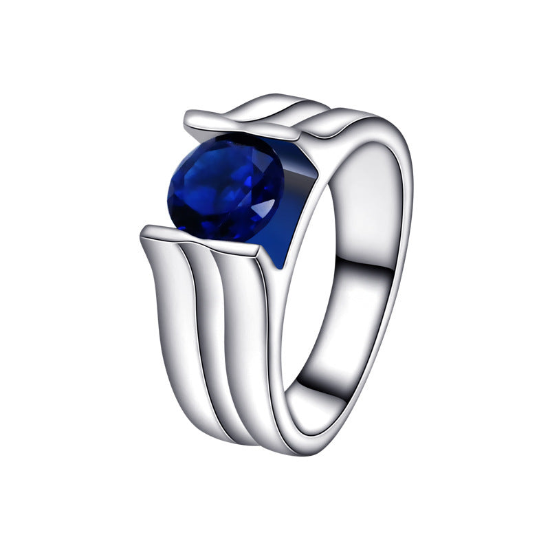 925 Sterling Silver Blue Gemstone Ring