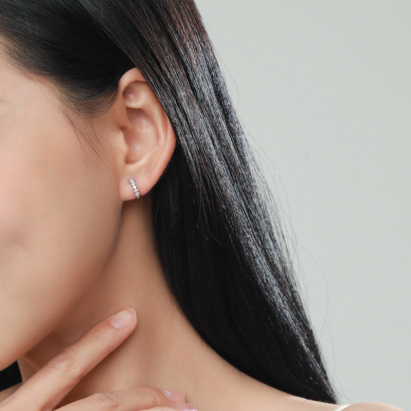 925 Sterling Silver Crystal Hoop Earrings
