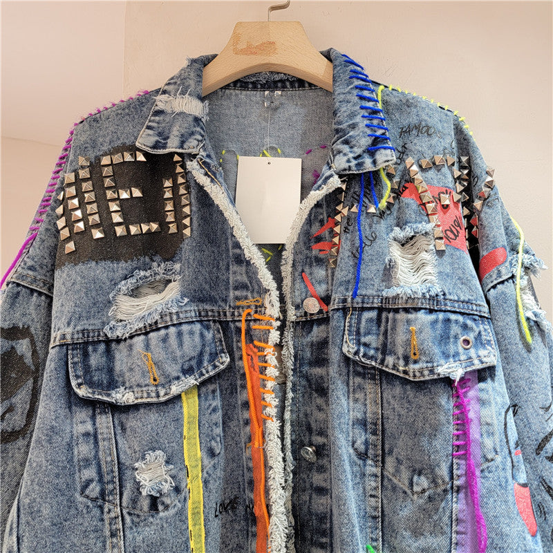 Women’s Cropped Distressed Denim Jacket