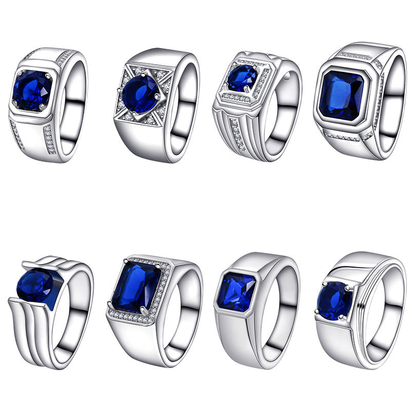 925 Sterling Silver Blue Gemstone Ring
