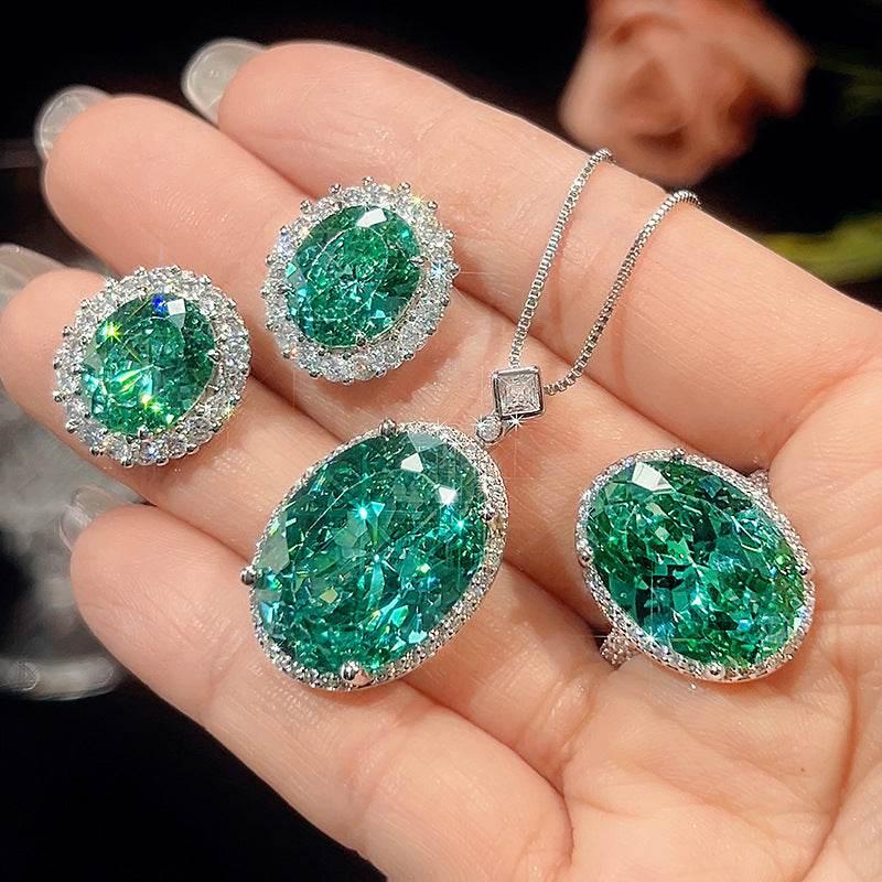 Para Green Cubic Zirconia Halo Jewelry