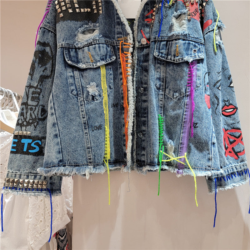 Women’s Cropped Distressed Denim Jacket