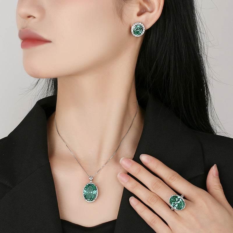 Para Green Cubic Zirconia Halo Jewelry