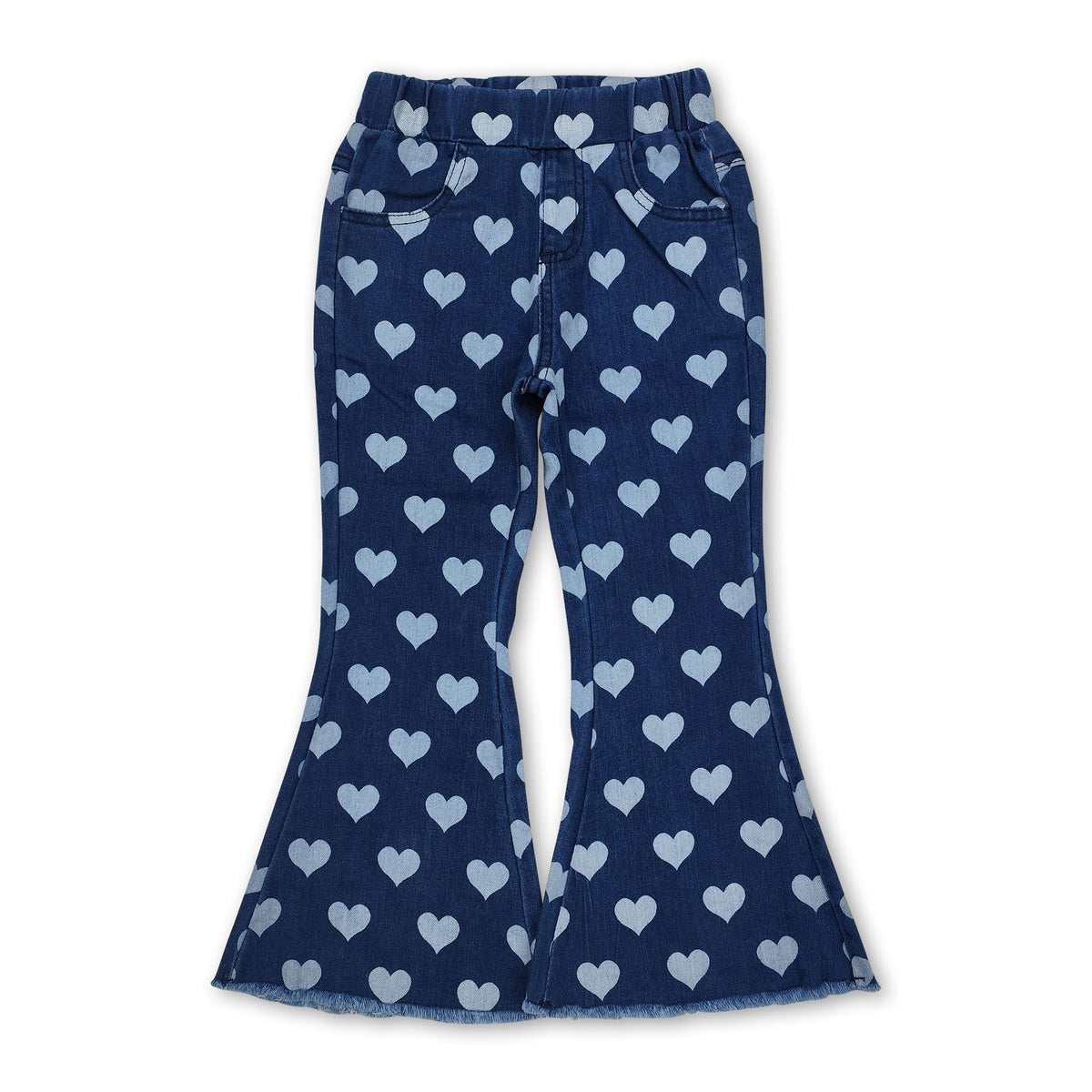 Girls' Heart Print Denim Pants