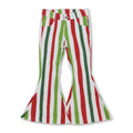 Girls' Red & Green Christmas Stripe Flare Jeans