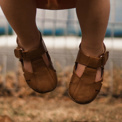 SKEANIE Dakota Tan Leather Baby & Toddler Pre-Walker Shoes