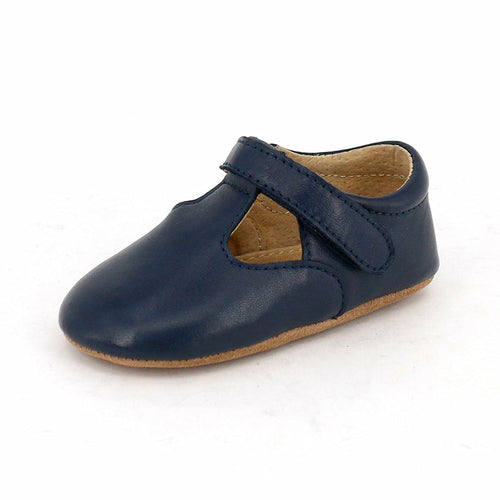 SKEANIE Navy Leather T-Bar Baby Pre-Walker Shoes