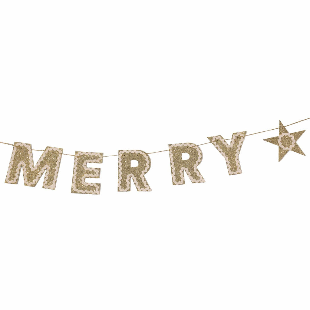 Merry Christmas Gold Shimmer Banner – 80 in
