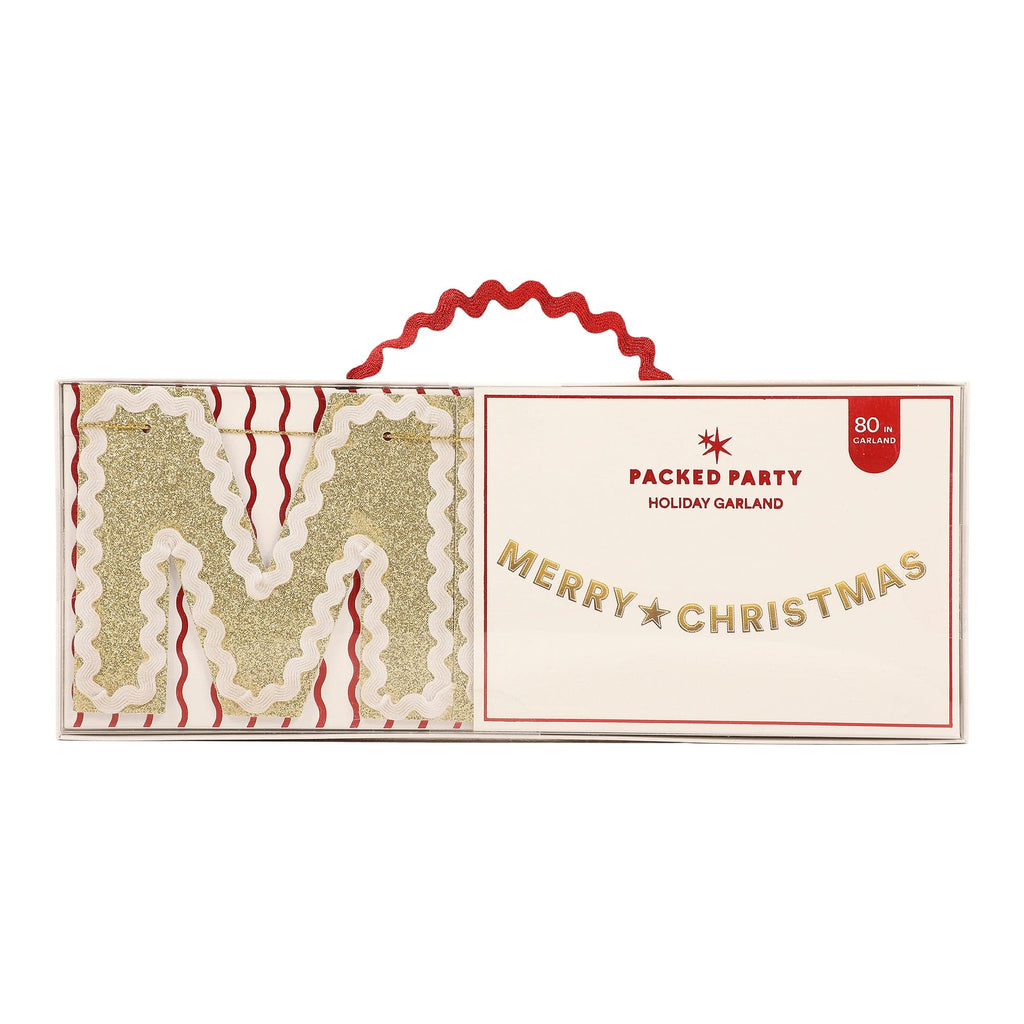 Merry Christmas Gold Shimmer Banner – 80 in