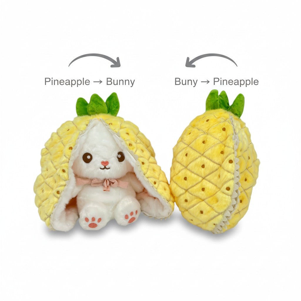 Reversible Strawberry & Carrot Bunny Plush Toy