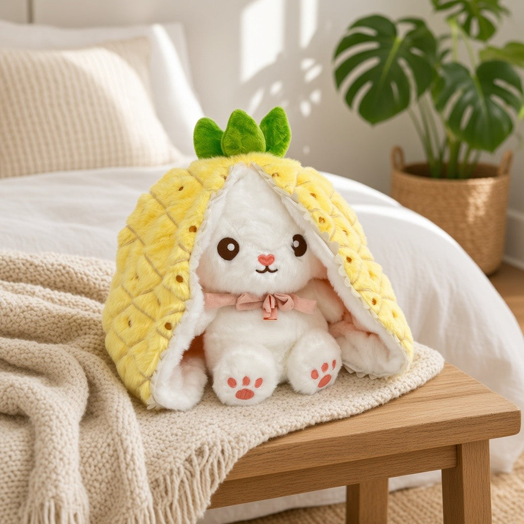 Reversible Strawberry & Carrot Bunny Plush Toy