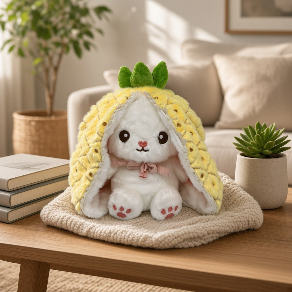 Reversible Strawberry & Carrot Bunny Plush Toy