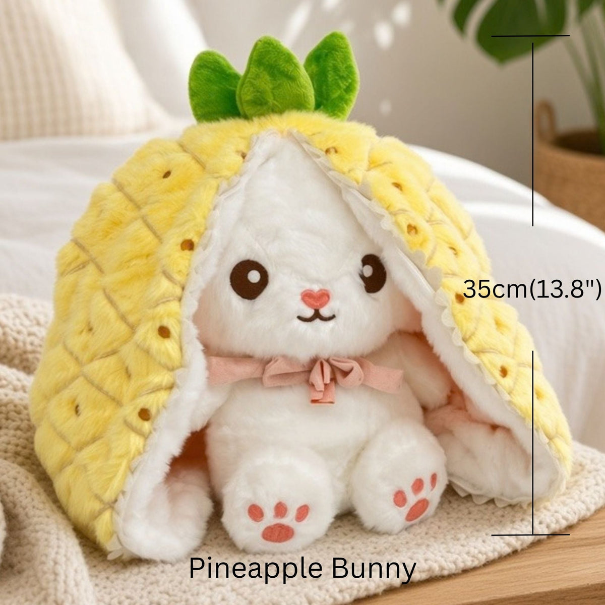 Reversible Strawberry & Carrot Bunny Plush Toy