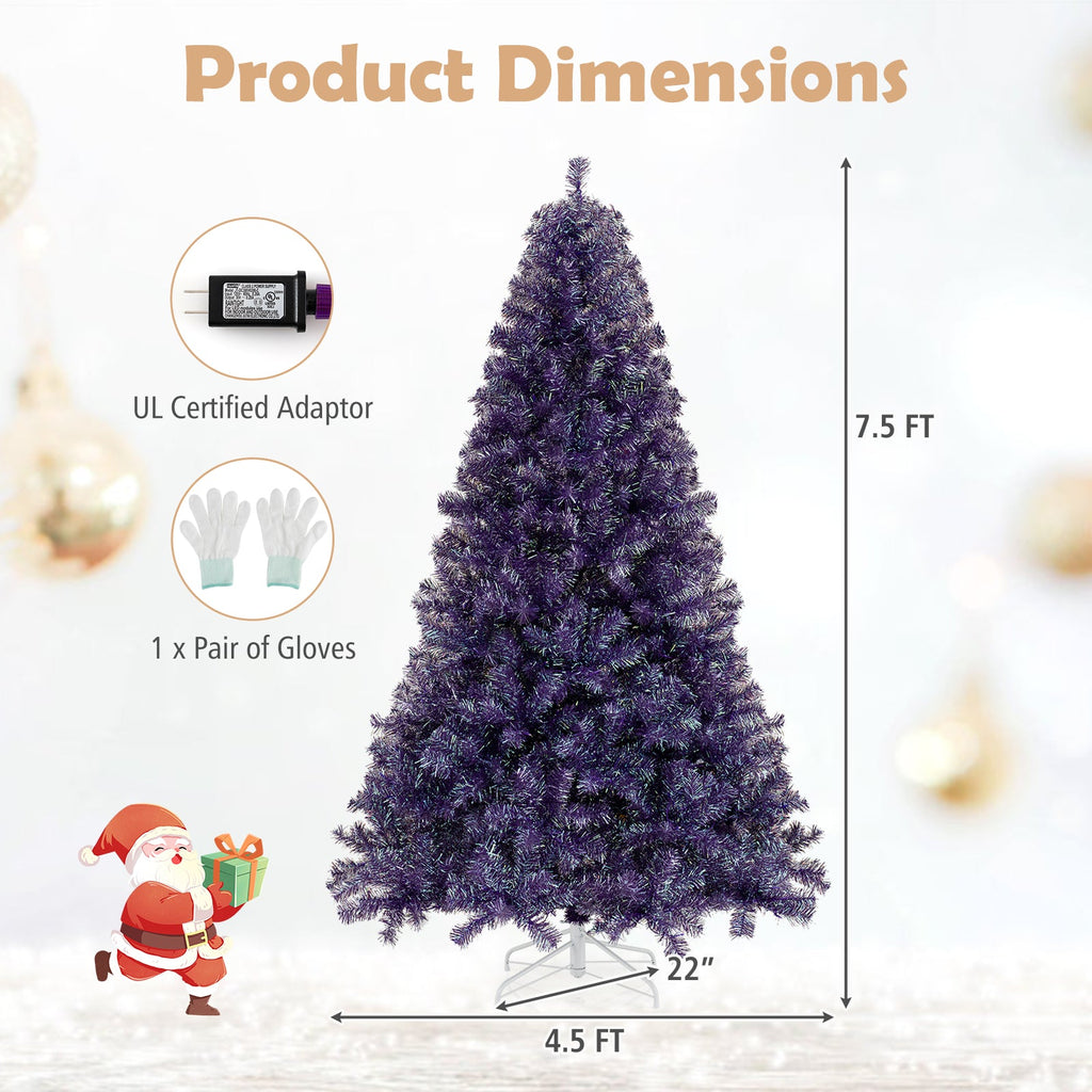 Pre-Lit Tinsel Christmas Tree with Warm White LED Lights