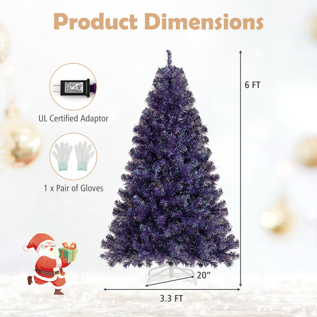 Pre-Lit Tinsel Christmas Tree with Warm White LED Lights
