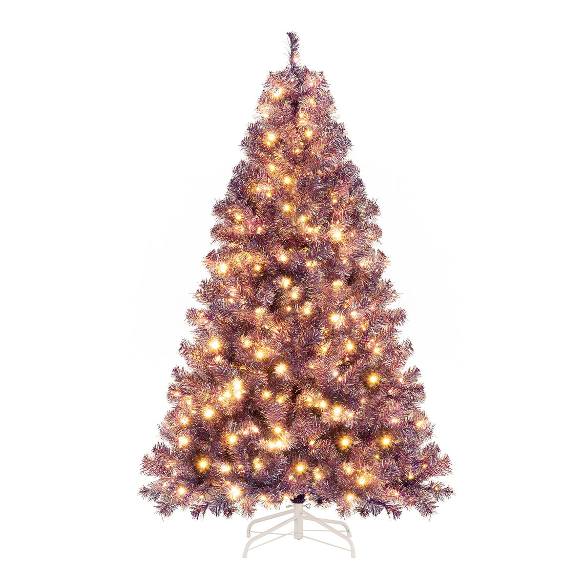 Pre-Lit Tinsel Christmas Tree with Warm White LED Lights