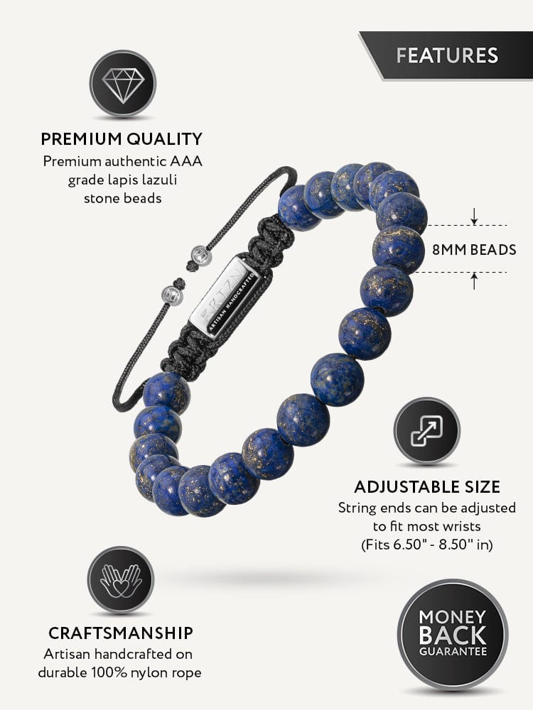 Men's Lapis Lazuli Beaded Bracelet – Bali