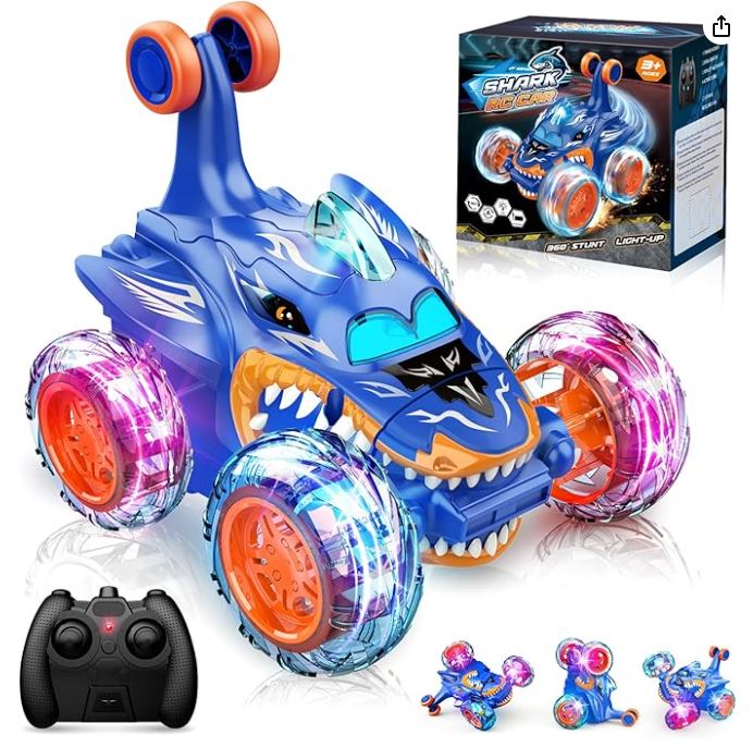 Shark RC Stunt Car with 360° Rotation — Blue