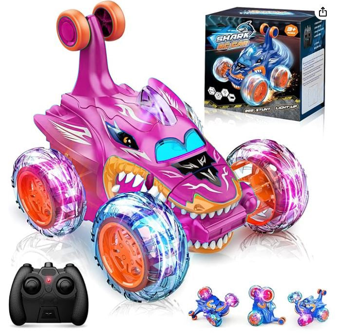 Shark RC Stunt Car with 360° Rotation — Blue