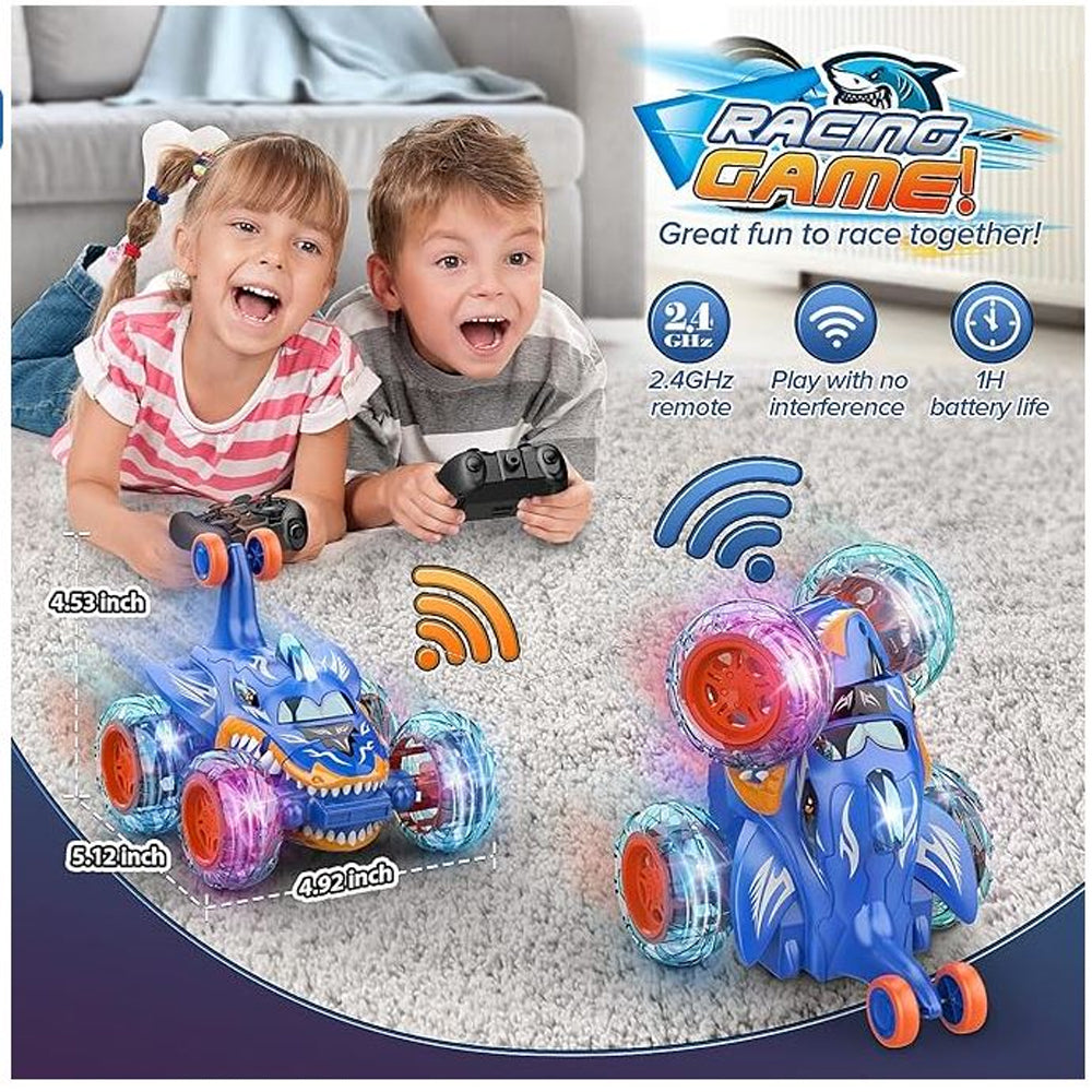 Shark RC Stunt Car with 360° Rotation — Blue