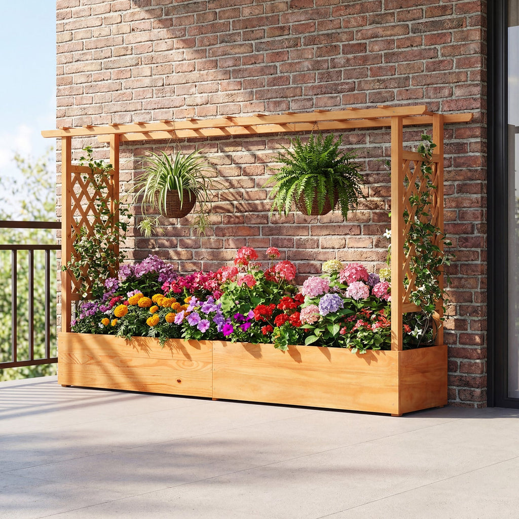 Raised Garden Bed with Lattice Trellis & Drainage
