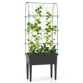 Self-Watering Raised Garden Bed with Climbing Trellis – Black
