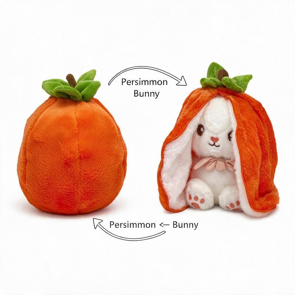 Reversible Strawberry & Carrot Bunny Plush Toy