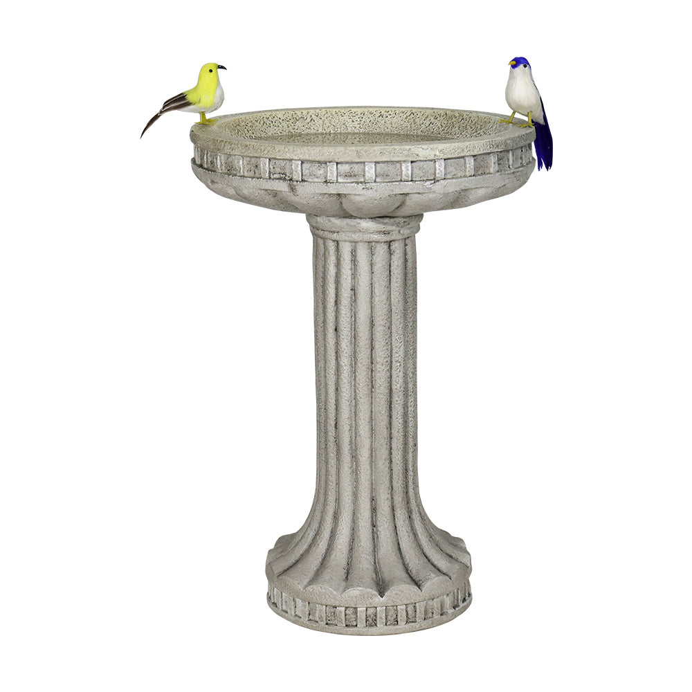 24-Inch Roman Fluted Concrete Pedestal Birdbath