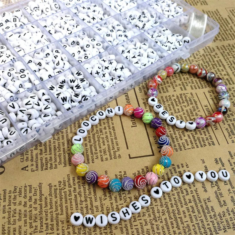 Alphabet Letter Bead Kit with Stretch Cords, 1,400 Pieces