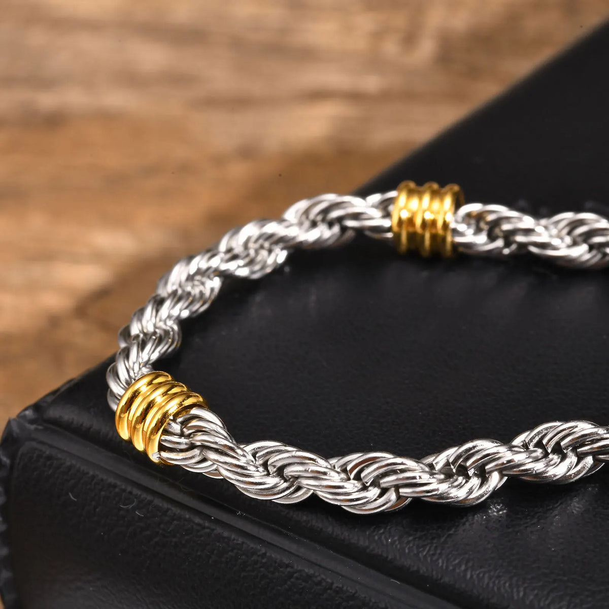 Men's Stainless Steel Rope-Style Chain Bracelet