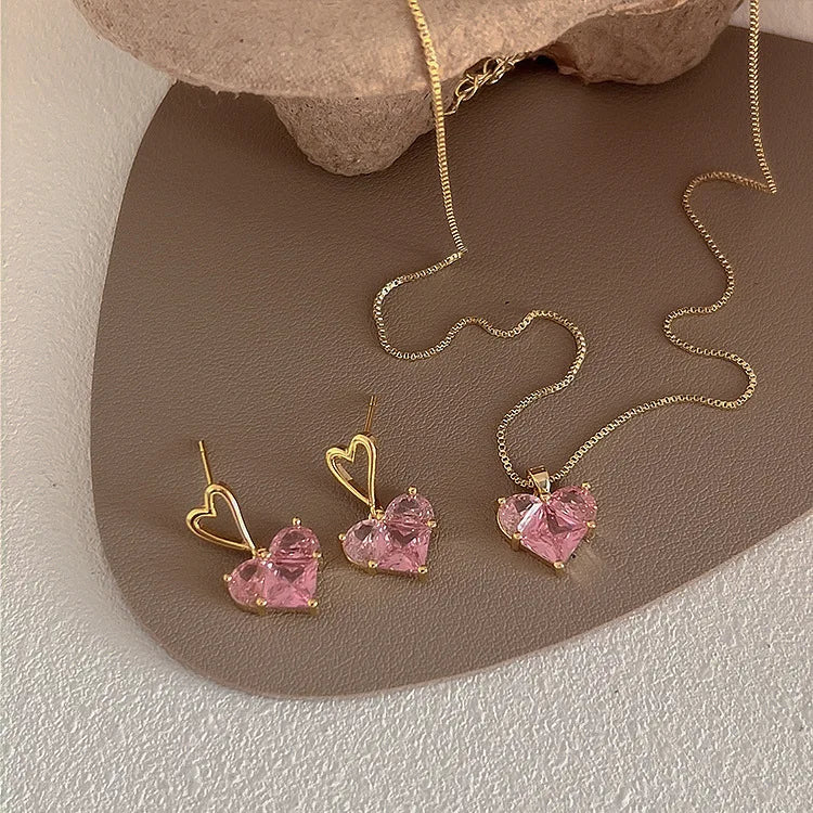 Three-Piece Pearl-Look Heart Jewelry Set