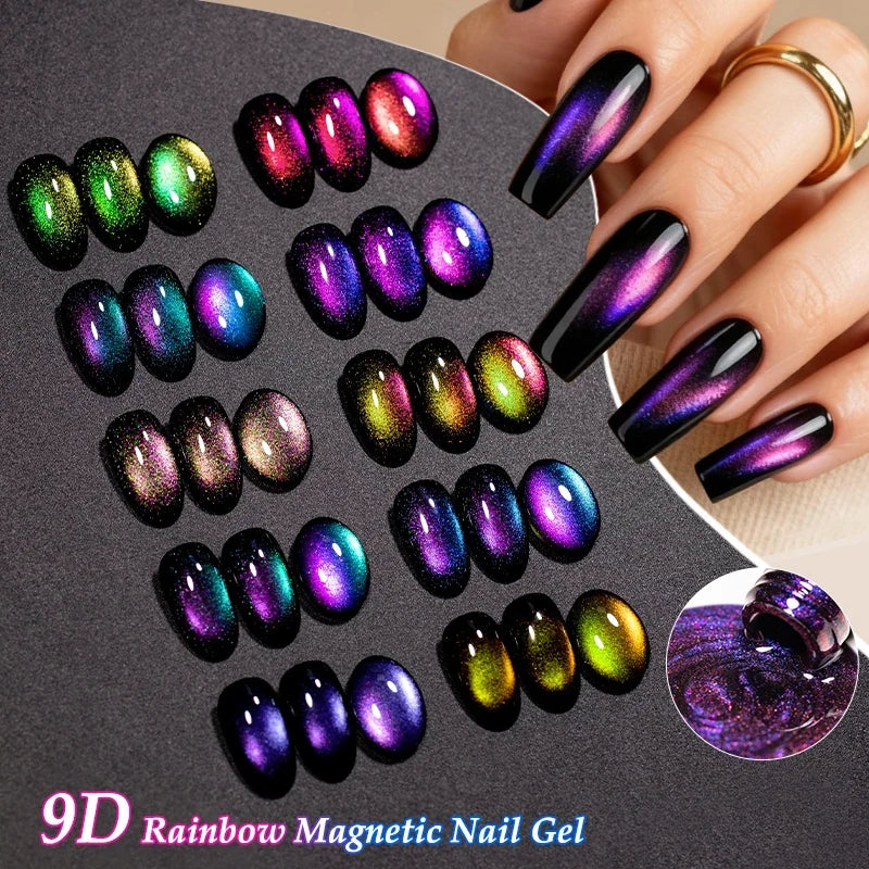 9D Rainbow Cat-Eye Magnetic Gel Nail Polish
