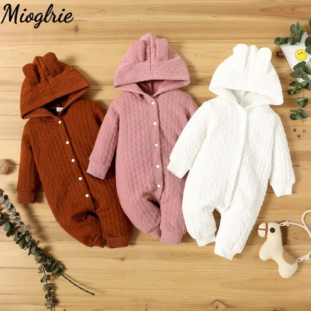 Baby Hooded Long-Sleeve Romper with Ears